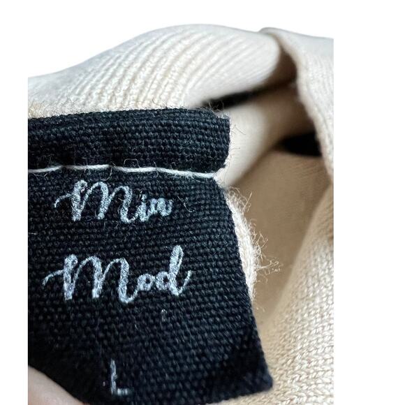 Mia Mod High Waisted Knee Length A-Line Skirt Cream Womens L Minimalist Feminine - Picture 4 of 7